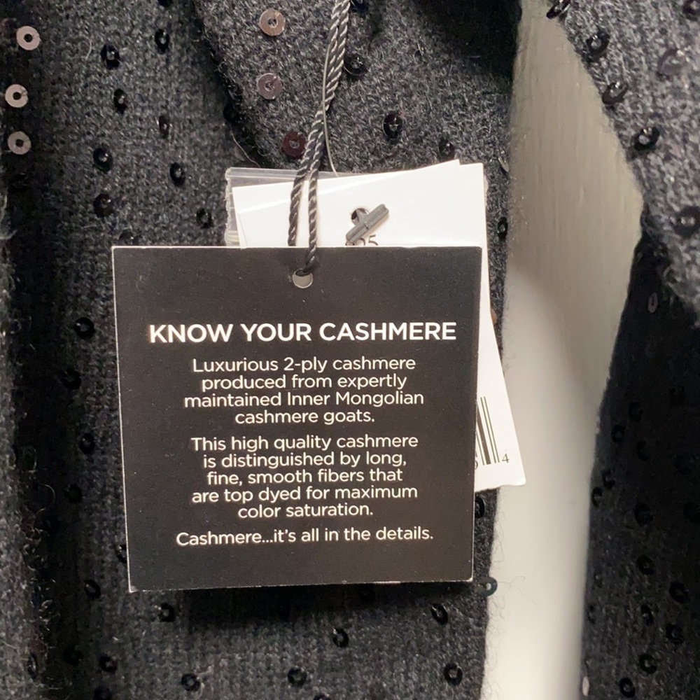 Saks Fifth Avenue 100% Cashmere Sparkly Black Sweater - Picture 9 of 16